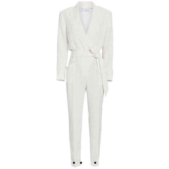 IRO White Hanabelle Belted Pleated Cotton And Linen-blend Twill Jumpsuit - Picture 2 of 7